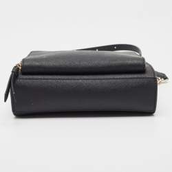 DKNY Black Leather Front Zip Crossbody Bag