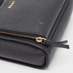 DKNY Black Leather Front Zip Crossbody Bag