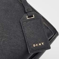 DKNY Black Leather Front Zip Crossbody Bag