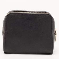 DKNY Black Saffiano Leather Cosmetic Pouch