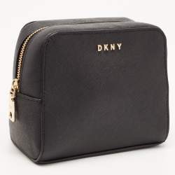 DKNY Black Saffiano Leather Cosmetic Pouch