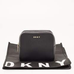 DKNY Black Saffiano Leather Cosmetic Pouch