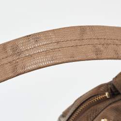 Pre Owned DKNY Beige/Grey Python Embossed Leather Studded Hobo