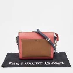 Pre Owned DKNY Tricolor Leather Ava Zip Crossbody Bag