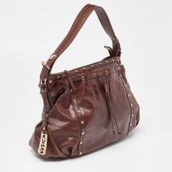 DKNY Brown Leather Studded Hobo