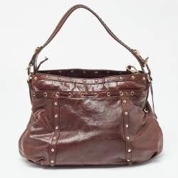 DKNY Brown Leather Studded Hobo