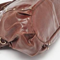 DKNY Brown Leather Studded Hobo