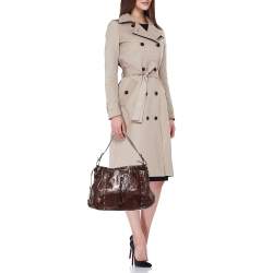 DKNY Brown Leather Studded Hobo
