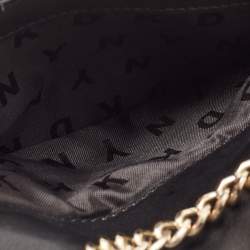 Pre Owned DKNY Black Leather Pushlock Flap Chain Crossbody Bag