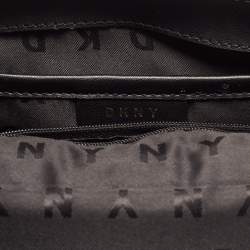 Pre Owned DKNY Black Leather Pushlock Flap Chain Crossbody Bag