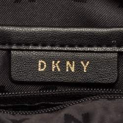 Pre Owned DKNY Black Leather Pushlock Flap Chain Crossbody Bag