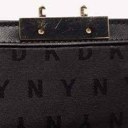 Pre Owned DKNY Black Leather Pushlock Flap Chain Crossbody Bag