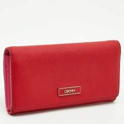 DKNY Red Leather Flap Continental Wallet