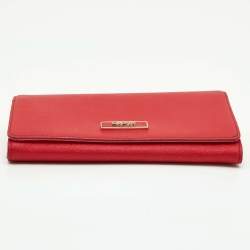 DKNY Red Leather Flap Continental Wallet