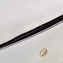 Pre Owned DKNY White Leather Bryant Park Flap Crossbody Bag