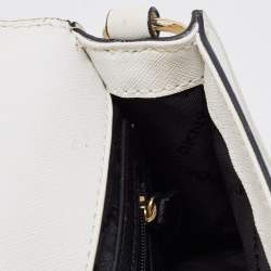 Pre Owned DKNY White Leather Bryant Park Flap Crossbody Bag