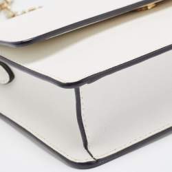 Pre Owned DKNY White Leather Bryant Park Flap Crossbody Bag