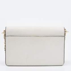 Pre Owned DKNY White Leather Bryant Park Flap Crossbody Bag