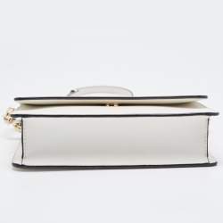 Pre Owned DKNY White Leather Bryant Park Flap Crossbody Bag