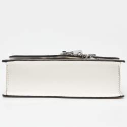 Pre Owned DKNY White/Black Graffiti Print Leather Flap Shoulder Bag