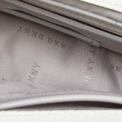 Pre Owned DKNY White/Black Graffiti Print Leather Flap Shoulder Bag