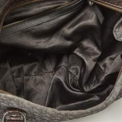 Pre Owned DKNY Grey/Brown Signature Canvas and Leather Satchel