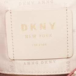 Pre Owned DKNY Burgundy/Beige Signature Canvas and Leather Noho Shoulder Bag