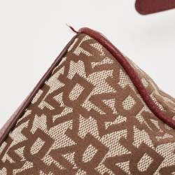 Pre Owned DKNY Burgundy/Beige Signature Canvas and Leather Noho Shoulder Bag