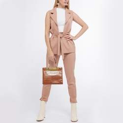 DKNY Brown Croc Embossed Leather Chain Bag