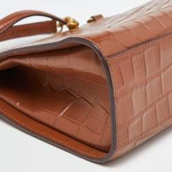 DKNY Brown Croc Embossed Leather Chain Bag