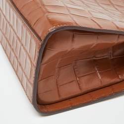 DKNY Brown Croc Embossed Leather Chain Bag