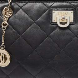 Pre Owned DKNY Black Quilted Leather Chain Tote