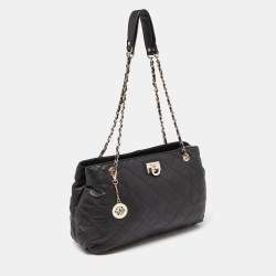 Pre Owned DKNY Black Quilted Leather Chain Tote
