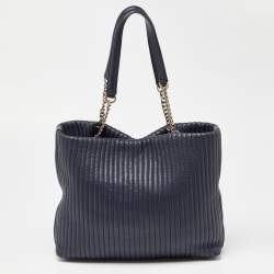 DKNY Blue Quilted Leather Chain Tote