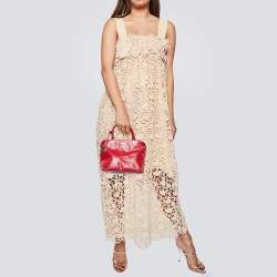 Pre Owned DKNY Red Leather Chelsea Top Zip Satchel