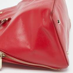 Pre Owned DKNY Red Leather Chelsea Top Zip Satchel
