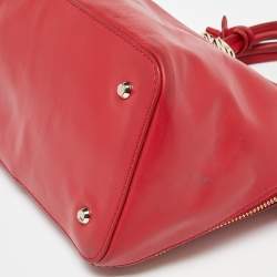 Pre Owned DKNY Red Leather Chelsea Top Zip Satchel