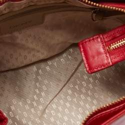 Pre Owned DKNY Red Leather Chelsea Top Zip Satchel
