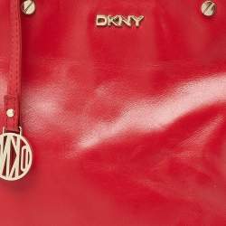 Pre Owned DKNY Red Leather Chelsea Top Zip Satchel