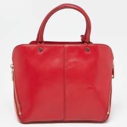 Pre Owned DKNY Red Leather Chelsea Top Zip Satchel