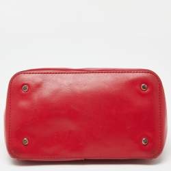 Pre Owned DKNY Red Leather Chelsea Top Zip Satchel