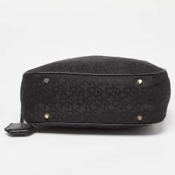 Pre Owned DKNY Black Monogram Canvas and Leather Crossbody Bag