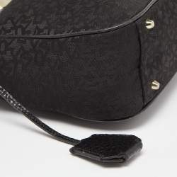 Pre Owned DKNY Black Monogram Canvas and Leather Crossbody Bag