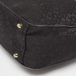 Pre Owned DKNY Black Monogram Canvas and Leather Crossbody Bag