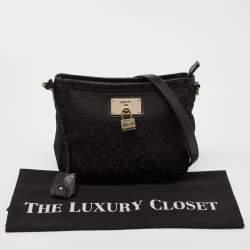 Pre Owned DKNY Black Monogram Canvas and Leather Crossbody Bag
