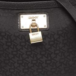 Pre Owned DKNY Black Monogram Canvas and Leather Crossbody Bag