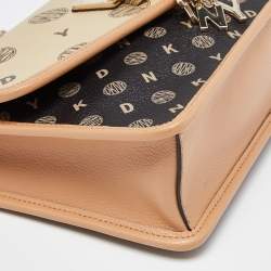 Pre Owned DKNY Tri Color Printed Coated Canvas and Leather Elissa Chain Shoulder Bag