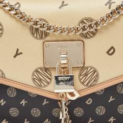 Pre Owned DKNY Tri Color Printed Coated Canvas and Leather Elissa Chain Shoulder Bag