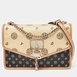 Pre Owned DKNY Tri Color Printed Coated Canvas and Leather Elissa Chain Shoulder Bag