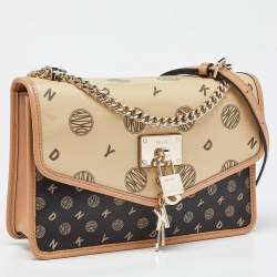 Pre Owned DKNY Tri Color Printed Coated Canvas and Leather Elissa Chain Shoulder Bag